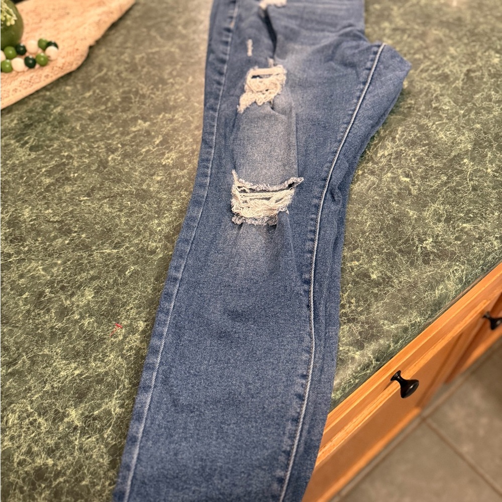 Lane Bryant Distressed Blue Skinny Jeans